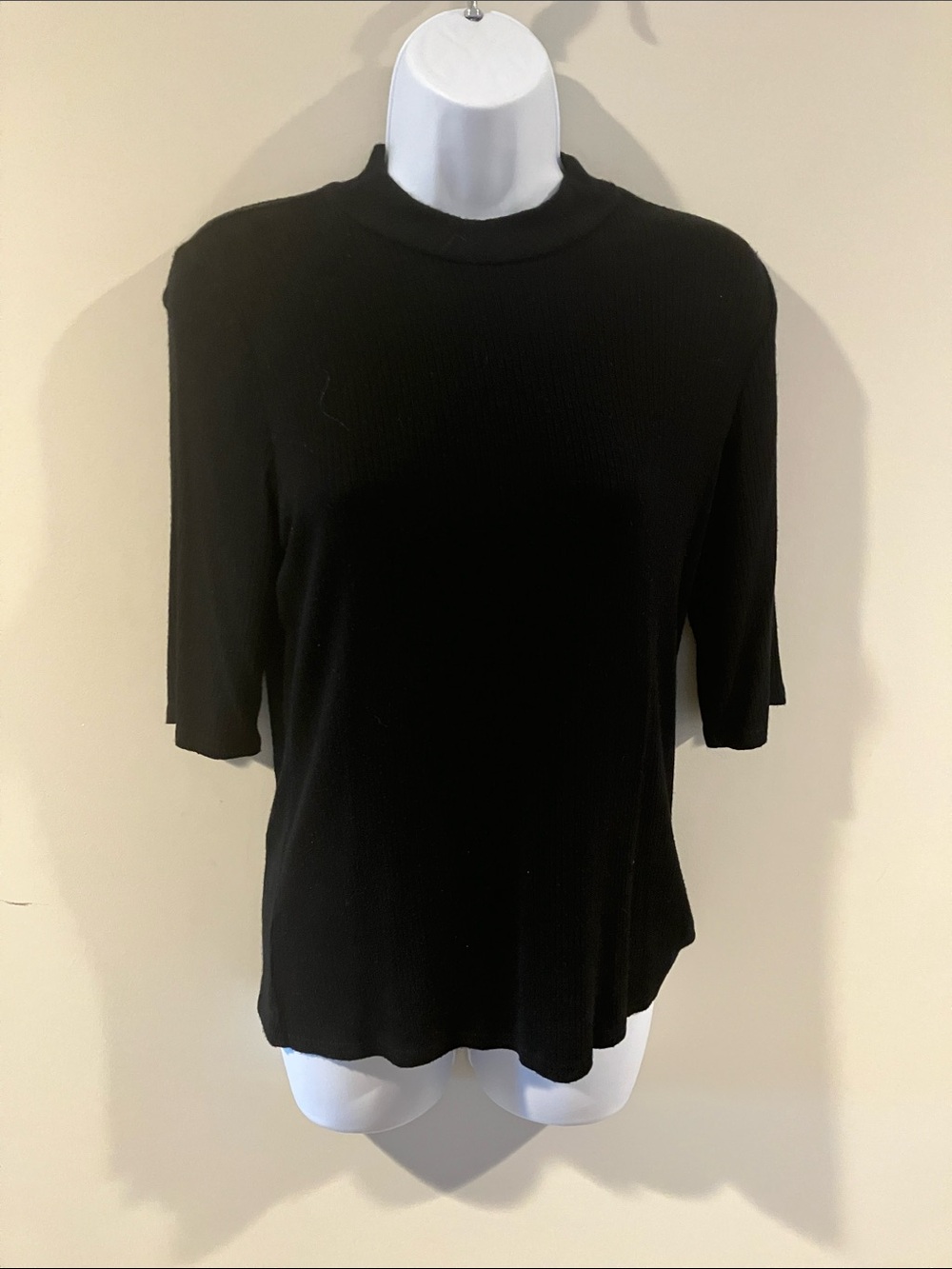 Cyrus Black 1/2 Sleeve Mock Neck Knit Top